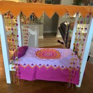 American Girl Doll bed Julie’s groovy canopy bed beads